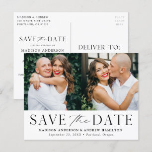 Modern Elegance Two Photo Save the Date Announcement Postcard