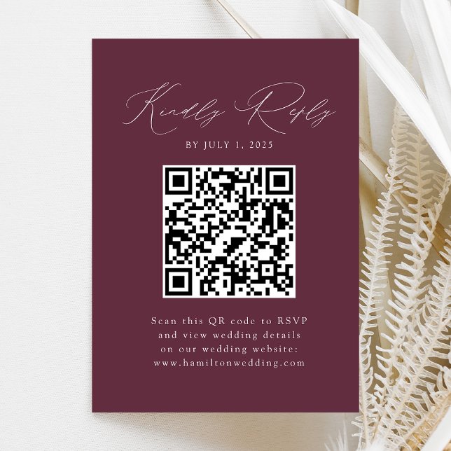 Modern Elegance Wine QR Code RSVP Enclosure Card (Creator Uploaded)