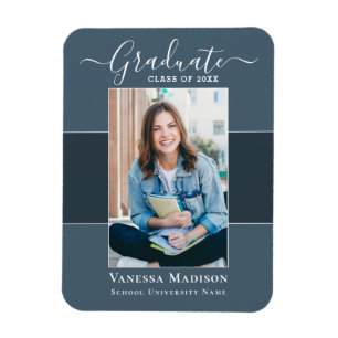Modern Elegant 1 Photo Grad Announcement Magnet