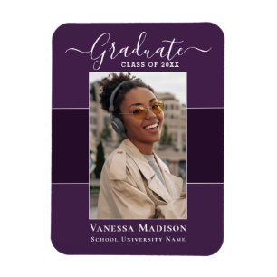 Modern   Elegant 1 Photo Grad Announcement Magnet
