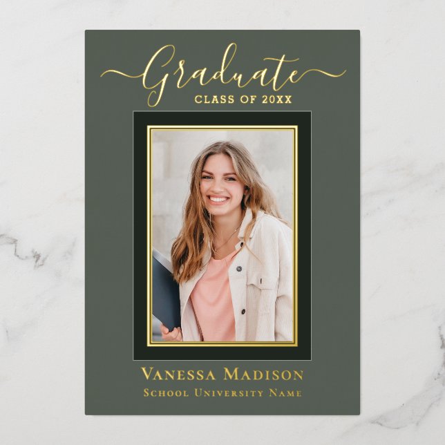 Modern Elegant | 1 Photo Graduation Announcement (Front)