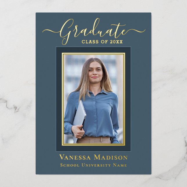 Modern Elegant | 1 Photo Graduation Announcement (Front)