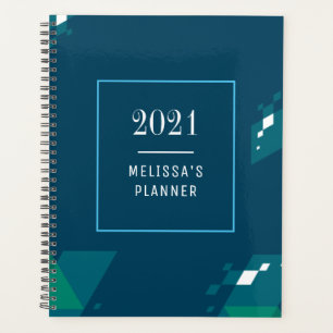 Modern Elegant 2021 Personalized Blue Planner