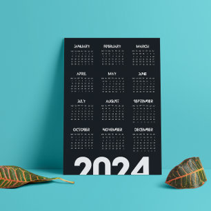 Modern Elegant 2024 Calendar Black And White  Program