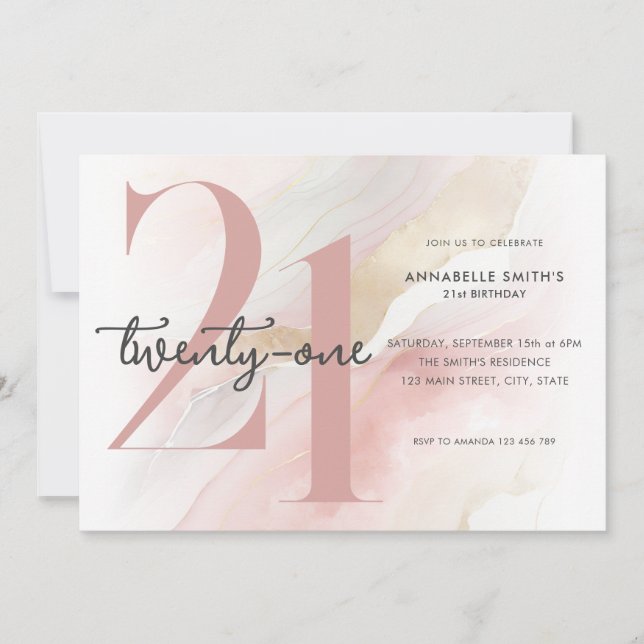 Modern Elegant 21st Birthday Invitation (Front)