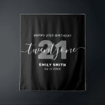 Modern Elegant 21st Birthday Tapestry<br><div class="desc">Modern elegant 21st Birthday Tapestry. Minimalist 21st birthday invitation template design featuring elegant calligraphy hand lettered script font.</div>