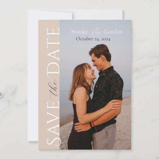 Modern Elegant 2 Photo Engagement Save the Date (Front)