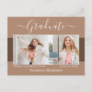 Modern   Elegant 2 Photo Graduation Announcement Postcard