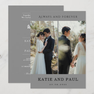 Modern Elegant 2 Photo Modern Grey Chic Wedding  Invitation