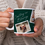 Modern Elegant 4 Photo Collage Family Gift Coffee Mug<br><div class="desc">Modern Elegant 4 Photo Collage Family Gift Giant Coffee Mug. Click the edit button to customize this design with your own photos and text. The red background colour can be changed.</div>