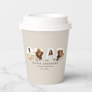 modern elegant 4 photo graduation Paper cup