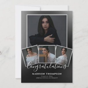 Modern Elegant 4 Photo Graduation Party Invitation