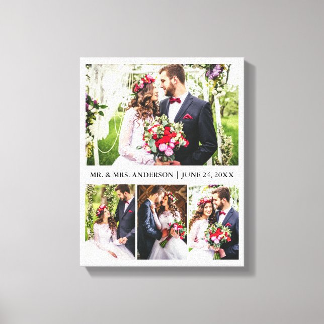 Modern Elegant 4 Photos Collage Wedding Canvas Print (Front)