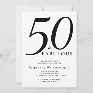 Modern Elegant 50 Fabulous Fiftieth Birthday Invitation