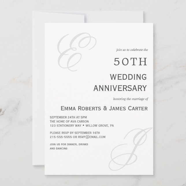 Modern Elegant 50th Anniversary Invitation (Front)