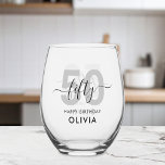 Modern Elegant 50th Birthday Stemless Wine Glass<br><div class="desc">Modern Elegant 50th Birthday Wine Glass</div>