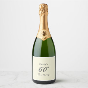 Modern Elegant 60th Birthday Party Sparkling Wine Label