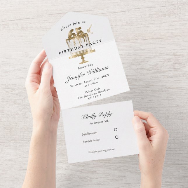 Modern, elegant 65. all in one invitation (Tearaway)