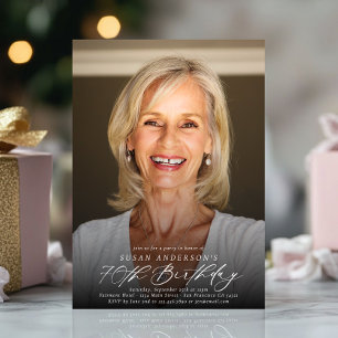 Modern Elegant 70th Birthday Party Photo  Invitation