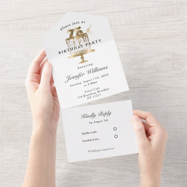 Modern, elegant 75. all in one invitation (Tearaway)