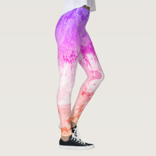 Modern Elegant Abstract Art Pink Purple Red Yellow Leggings