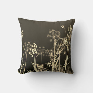 Modern Elegant Abstract Beige Brown Floral Throw Pillow