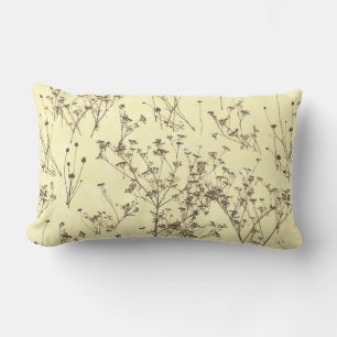 Modern Elegant Abstract Beige Cream Wildflowers  Lumbar Pillow