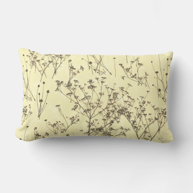 Modern Elegant Abstract Beige Cream Wildflowers  Lumbar Pillow (Front)