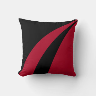 Modern elegant abstract black and burgundy waves throw pillow