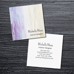 Modern Elegant Abstract Interior Designer Purple Square Business Card
