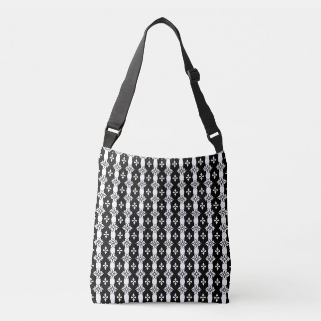 Modern Elegant Abstract Pattern in Black and White Crossbody Bag (Front)