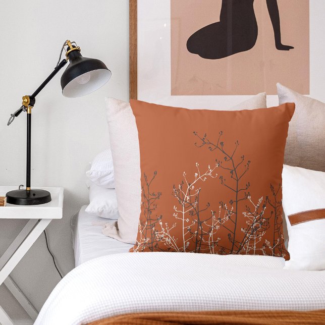 Modern Elegant Abstract Rust Brown Grey Flowers  Throw Pillow (https://pixabay.com/photos/bed-furniture-interior-room-home-6830011/)