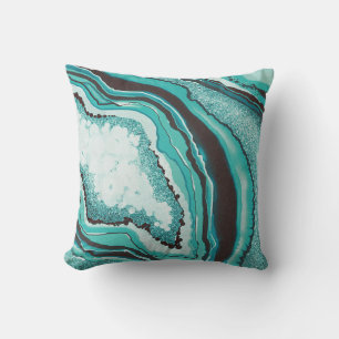 Modern Elegant Abstract Turquoise Agate Geode  Throw Pillow