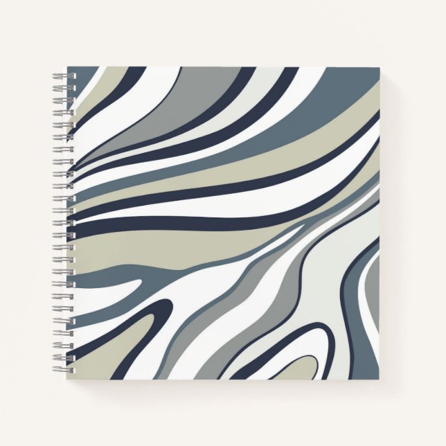 Modern elegant abstract wavy lines notebook (Front)