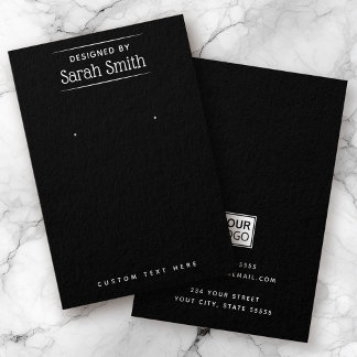 Modern elegant add logo black earring display card