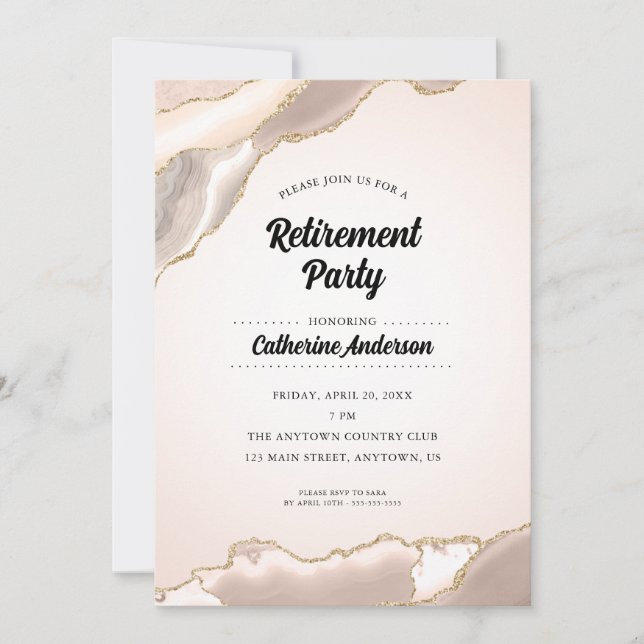 Modern Elegant Agate Retirement Party Invitation (Front)
