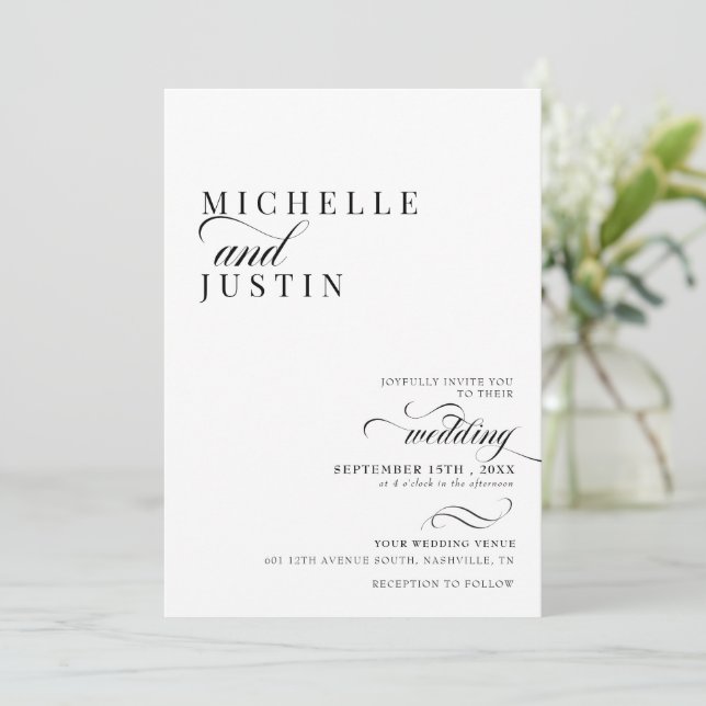 Modern Elegant All In One Wedding Invitation (Standing Front)