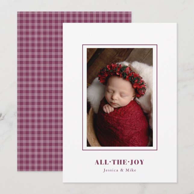 Modern Elegant All my Joy Photo Holiday Card (Front/Back)