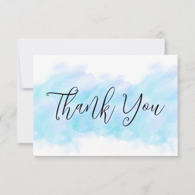 Modern Elegant Aqua Blue Flat Thank You Cards (Front)