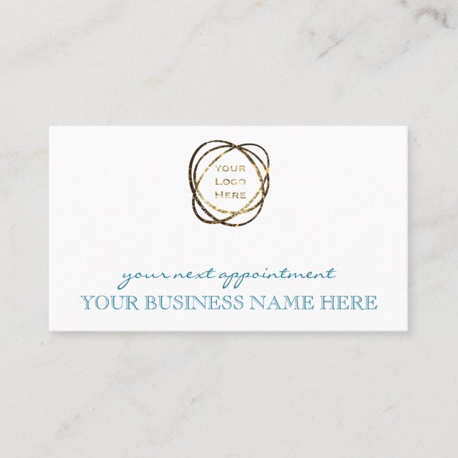 Modern Elegant Aqua Custom Business Logo    Appointment Card (Front)
