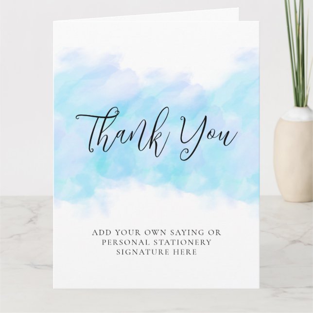Modern Elegant Aquamarine Folded Thank You Cards (Front)