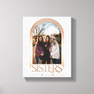 Modern Elegant Arch Frame Sisters Photo Keepsake Canvas Print