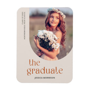 Modern Elegant Arch Minimal Graduate Announcement Magnet