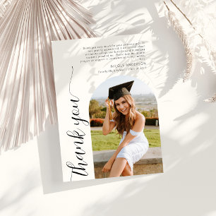 Modern Elegant Arch Photo Script Graduation Thank You Card