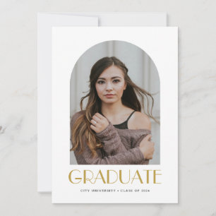 Modern Elegant Arch Photo White Graduation Party Invitation