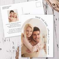 Modern Elegant Arch Script Photo Save The Date