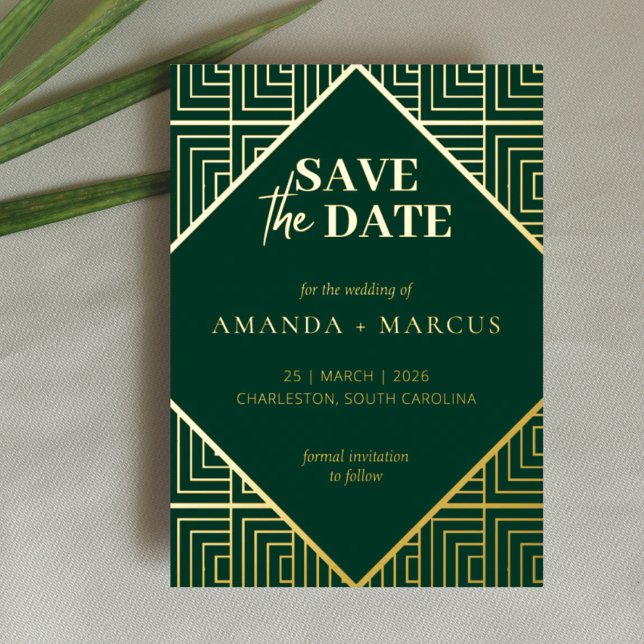 Modern Elegant Art Deco Geometric Save the Date (Creator Uploaded)