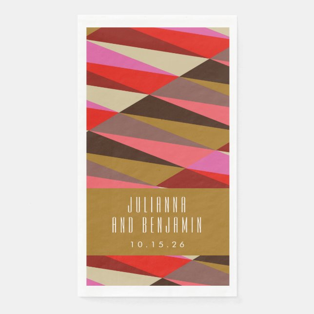 Modern Elegant Art Deco Geometric Wedding Custom Napkin (Front)