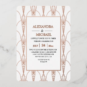 Modern Elegant Art Deco Wedding Foil Invitation