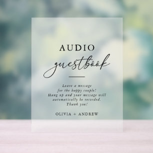 Modern Elegant Audio Guestbook Acrylic Sign